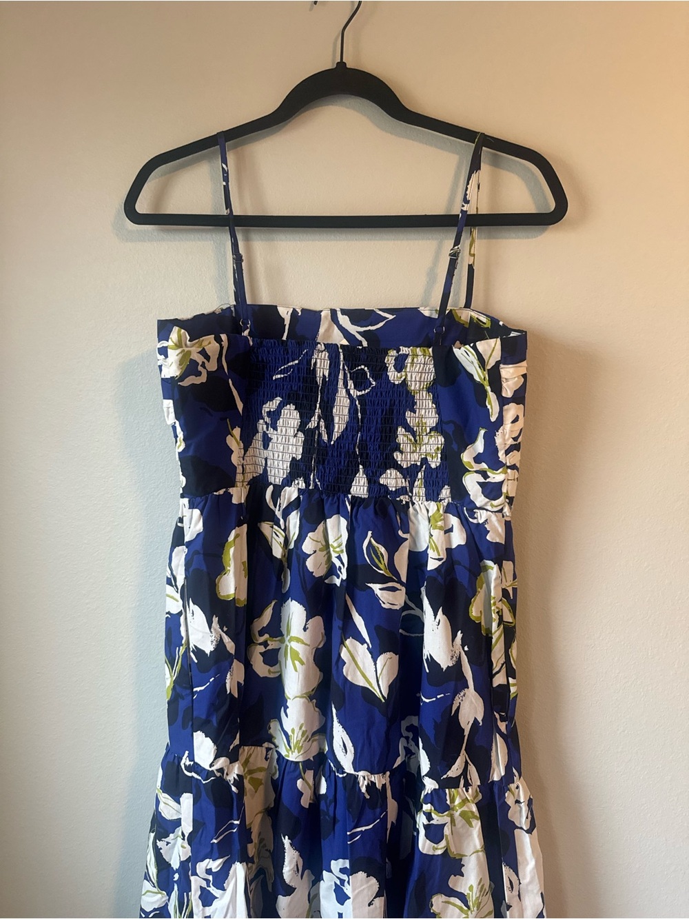 Navy Blue Floral Sundress with White & Lime Accents - Picture 4 of 5